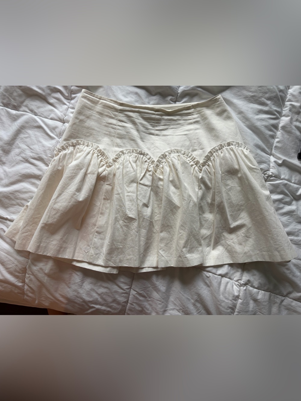 Anthropologie Cream Tiered Ruffle Mini Skirt